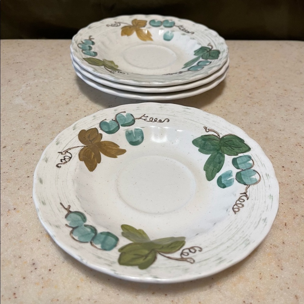 Vintage Vernon Ware Vineyard By Metlox Saucers (4) Made In California USED